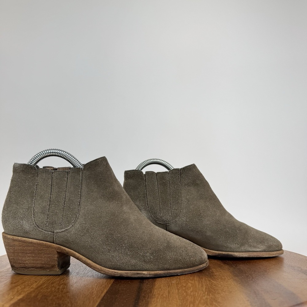 Womens‎ Joie Barlow Taupe Brown Suede Heeled Western Chelsea Ankle Boots Size 36